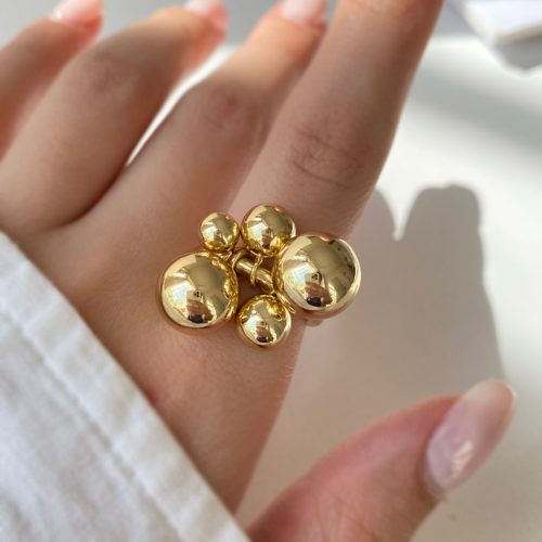 انگشتر کره های طلایی استیل