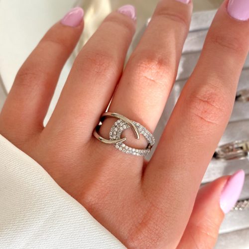 انگشتر نقره ای نگینی جنس طلاروس