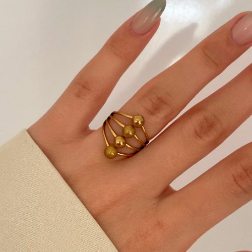 انگشتر طلایی استیل چهار گوی