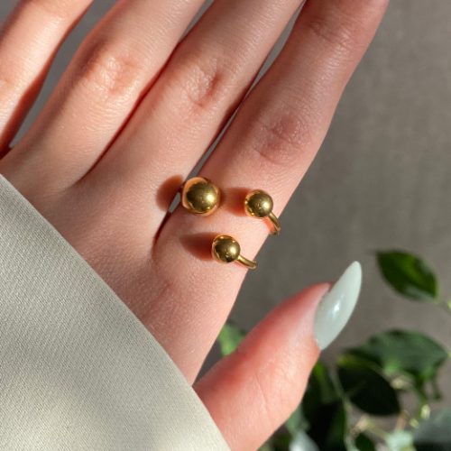 انگشتر طلایی استیل سه گوی