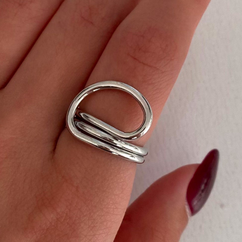 انگشتر نقره ای قوس دار فری سایز