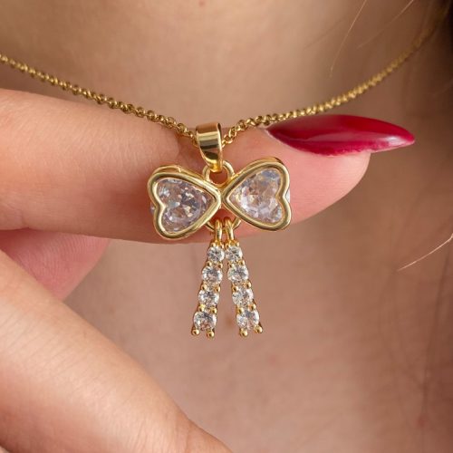 گردبند پاپیونی طلایی نگینی