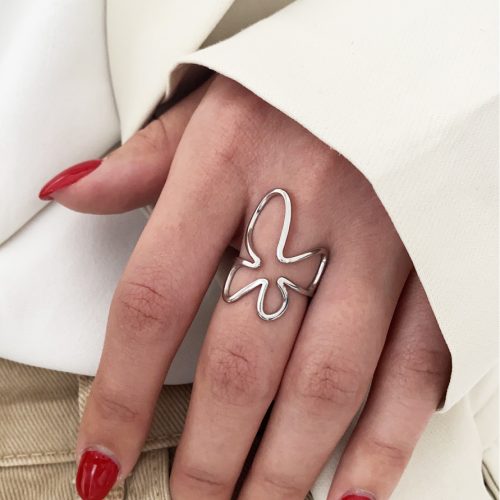 انگشتر استیل پروانه نقره ای