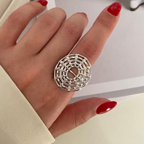 انگشتر دایره مارپیچ نقره ای استیل فری سایز