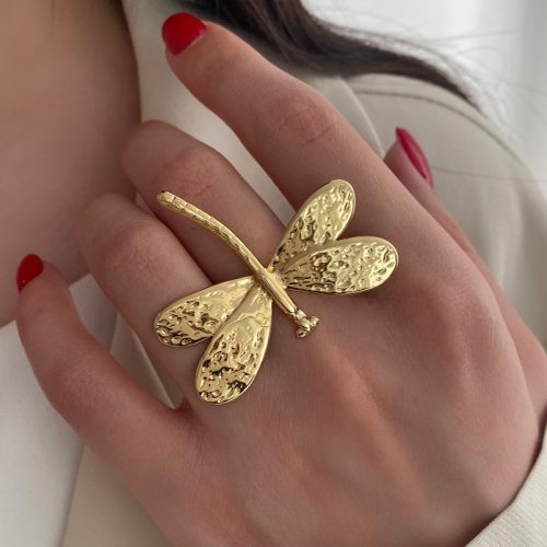 انگشتر طلایی شاپرک استیل فری سایز