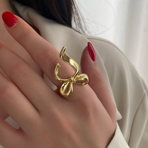 انگشتر طلایی پاپیون استیل فری سایز