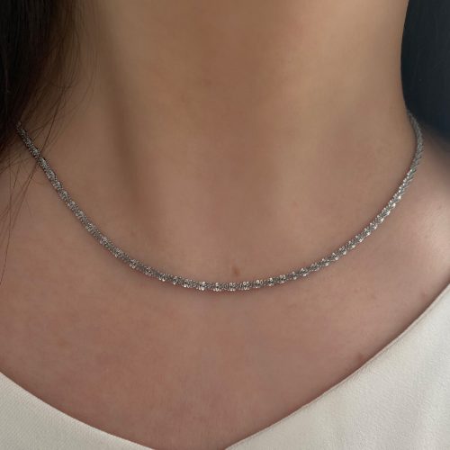 گردنبند خاویاری نقره ای استیل