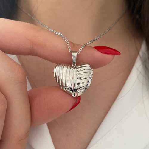 گردنبند قلب نقره ای استیل