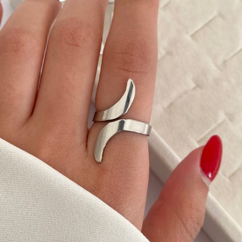 انگشتر دو هلال نقره ای استیل