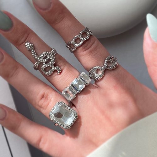 انگشتر ست پنج تایی نقره ای