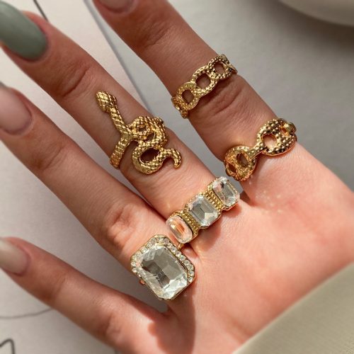 انگشتر طلایی پک پنج تایی نگینی