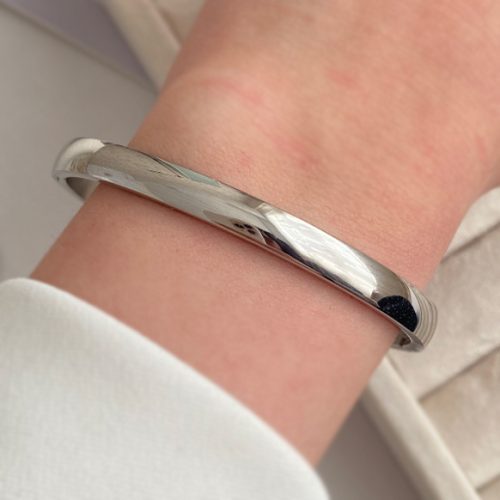 دستبند آیینه ای نقره ای استیل