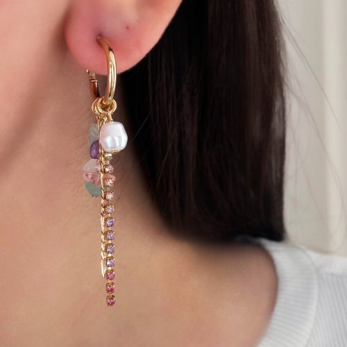 گوشواره آویز نگینی سنگی