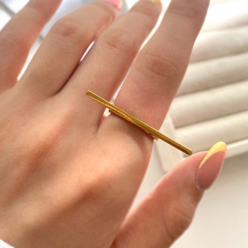 انگشتر خطی طلایی استیل