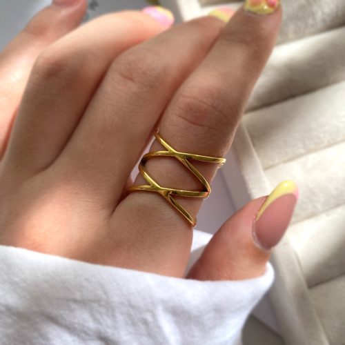 انگشتر استیل پیچک طلایی