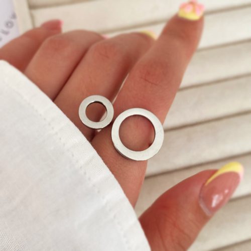 انگشتر نقره ای دو دایره استیل