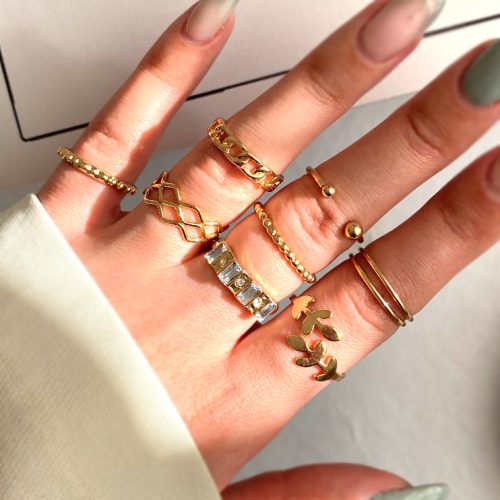 انگشتر پک طلایی هشت تایی طلایی ساده