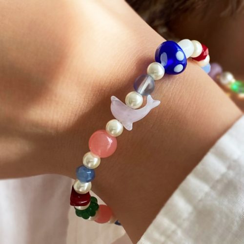 دستبند تابستانی مرواریدی دلفین