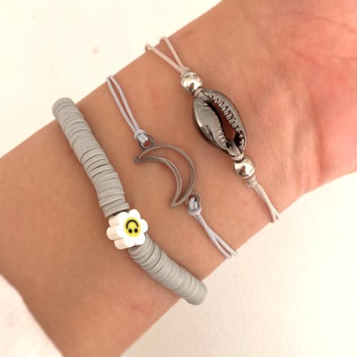 دستبند پک سه تایی طوسی تابستانی