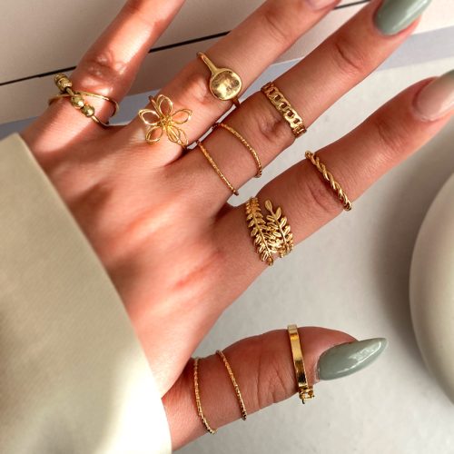 پک انگشتر طلایی نه تایی