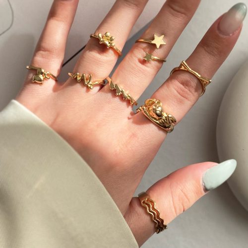 پک انگشتر طلایی هشت تایی