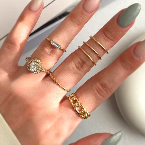 انگشتر پک پنج تایی طلایی نگینی