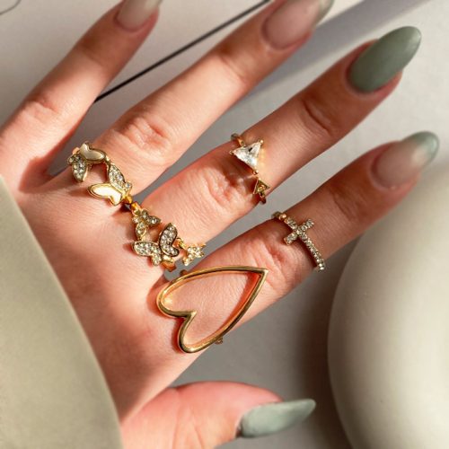 پک پنج تایی انگشتر طلایی پروانه