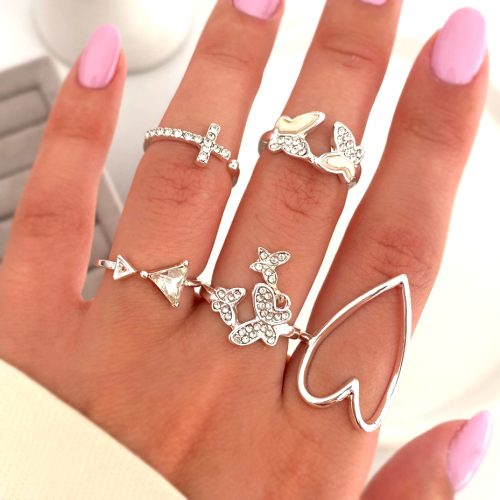 پک پنج تایی انگشتر نقره ای پروانه
