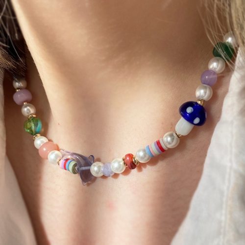 گردنبند تابستانی مرواریدی بنفش