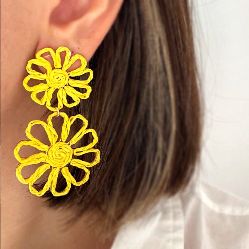 گوشواره حصیری گل زرد تابستانی