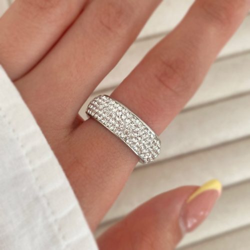 انگشتر نقره ای نگین پوش استیل