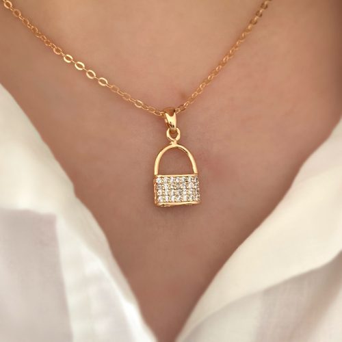 گردنبند قفل طلایی نگینی