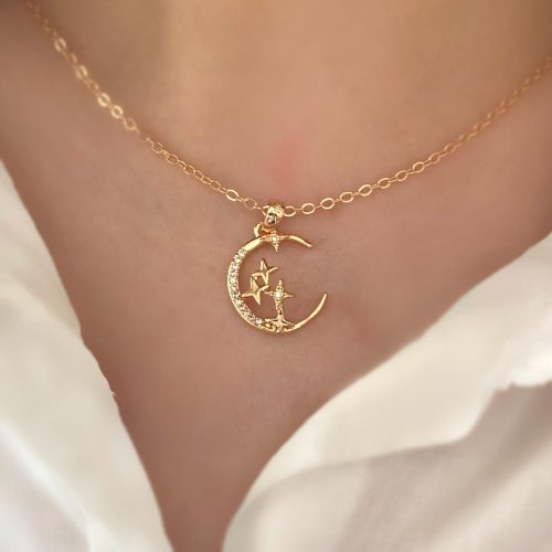 گردنبند ماه و ستاره طلایی