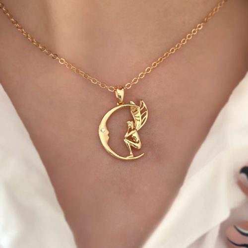 گردنبند ماه و فرشته طلایی