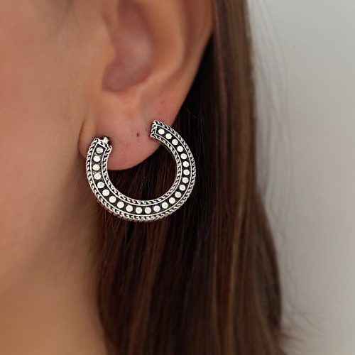 گوشواره نقره ای سیاه قلم ورشو هلال