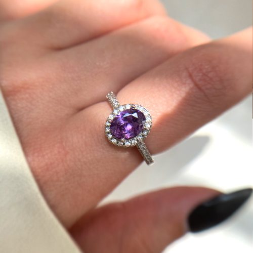 انگشتر جواهری نگین بنفش