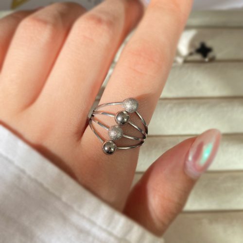 انگشتر چهار گوی نقره ای استیل