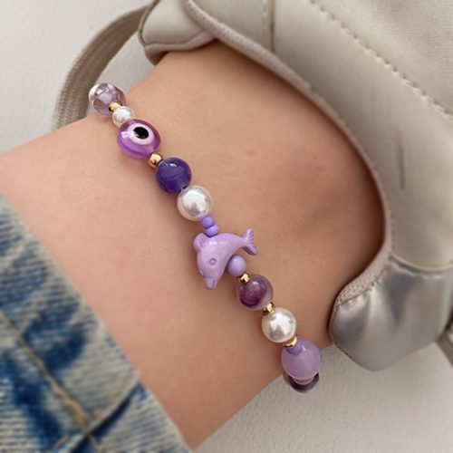 پابند دلفینی مرواریدی بنفش