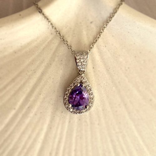 گردنبند جواهری نگین بنفش