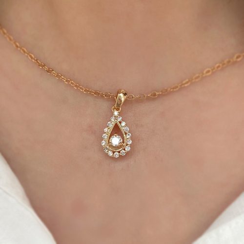 گردنبند قطره طلایی نگینی