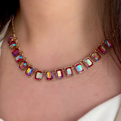 گردنبند چند رنگ نگینی