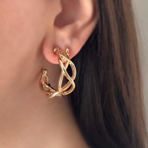 گوشواره طلایی خط های تو در تو