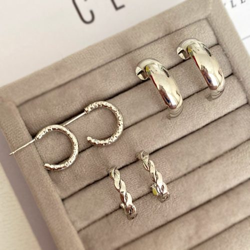 گوشواره نقره ای پک سه تایی