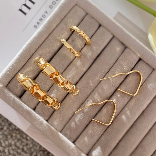 گوشواره پک سه تایی طلایی