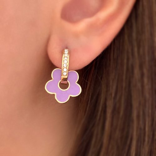 گوشواره گل بنفش و طلایی