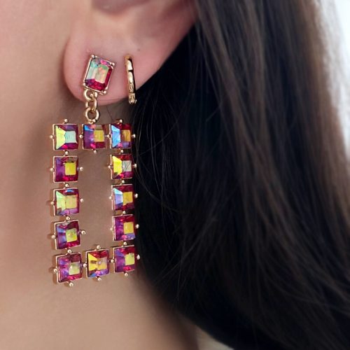 گوشواره ی چند رنگ مستطیلی