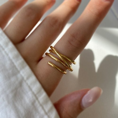 انگشتر طلایی پیچ خورده استیل فری سایز