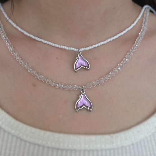 گردنبند دم وال بنفش منجوقی تابستانی دو مدل