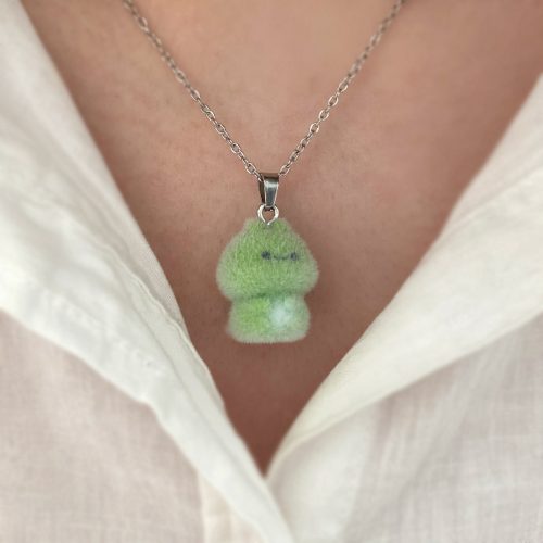 گردنبند قورباقه سبز مخملی بامزه