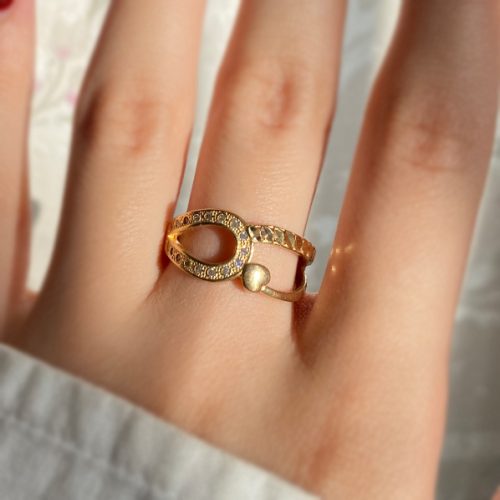 انگشتر طلایی طرح قطره نگینی